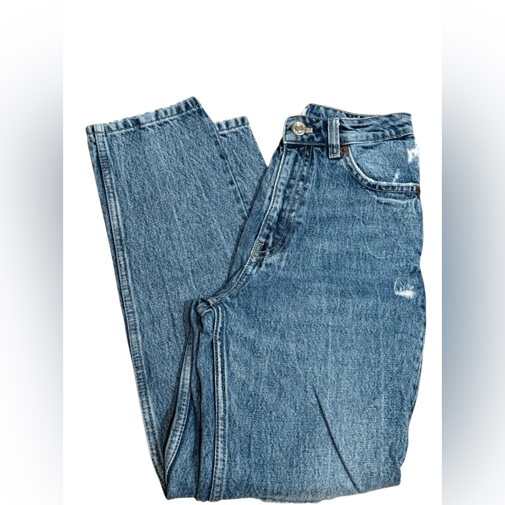 High-Rise Ripped Jeans - Blue - Picture 4 of 5